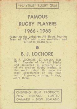 1968 Playtime Rugby Gum Famous Rugby Players - Red #15 Brian Lochore Back